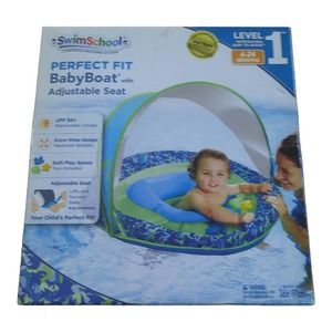 Swim Schools Perfect Fit Baby Boat Pool Float with Canopy 6-24 Months New in Box